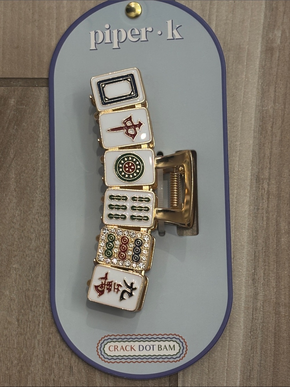 NWT piper·k Novelty Mahjong Tile Hair Clip